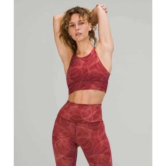 Lululemon Free to Be High-Neck Long-Line Luxtreme Wine Yoga Sports Bra Sz 8 - Picture 3 of 6